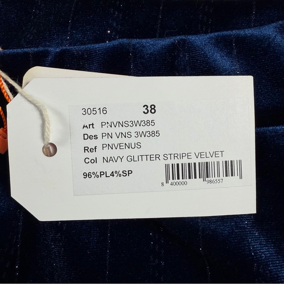Vilagallo Venus Navy Velvet Glitter Stripe Cocktail Pants – EU 38 / US 6 – NWT - Picture 5 of 11